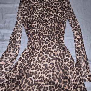 Leopard Print Long Sleeve Dress